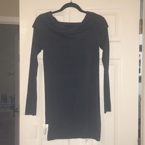 Grey off the shoulder tunic sweater